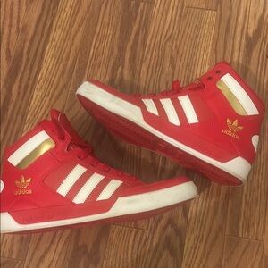 Adidas Mens Red High-Top Sneakers